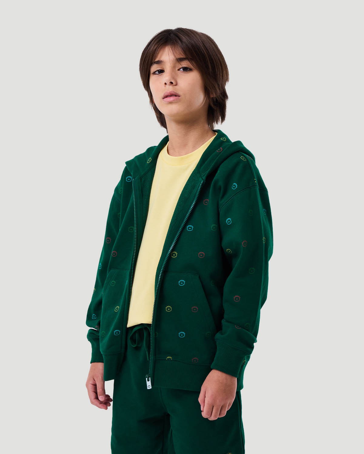 Boy's Printed Zip Hoodie - Evergreen image number 2