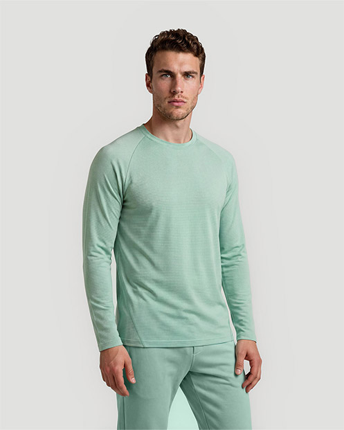 Men's Crew Neck Long Sleeve T-Shirt - Iceberg Green