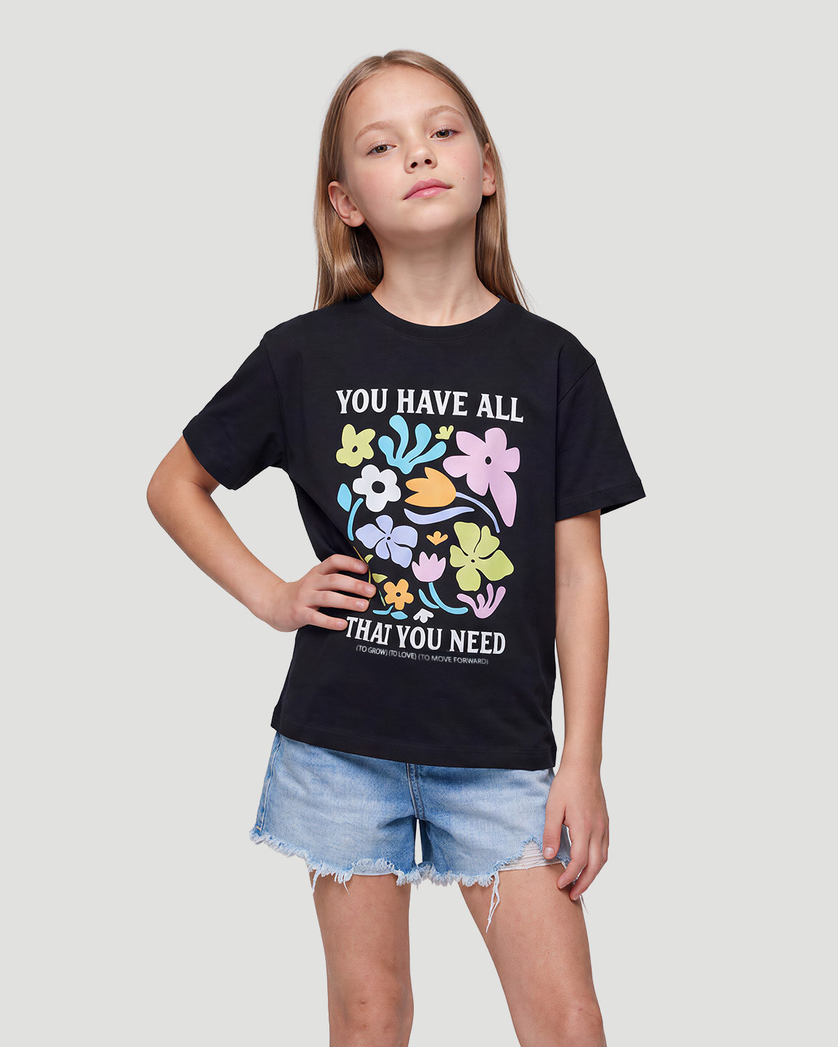Girls Graphic T-Shirt - You have all - Jet Black image number 1