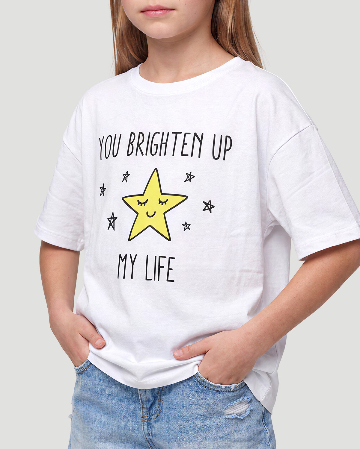 Girls Graphic T-Shirt - You Brighten up - White image number 5