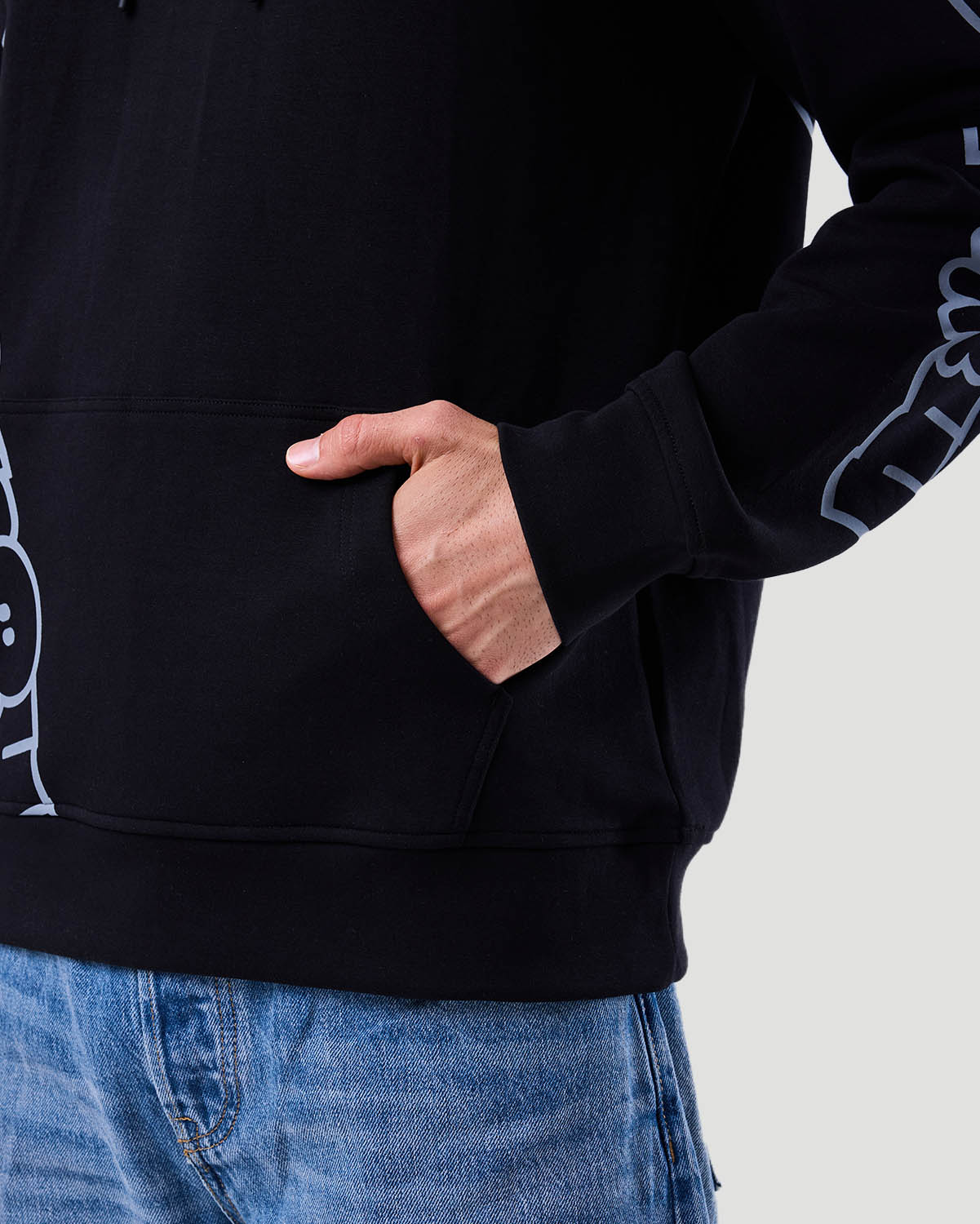 Men's Printed Hoodie - Jet Black image number 4