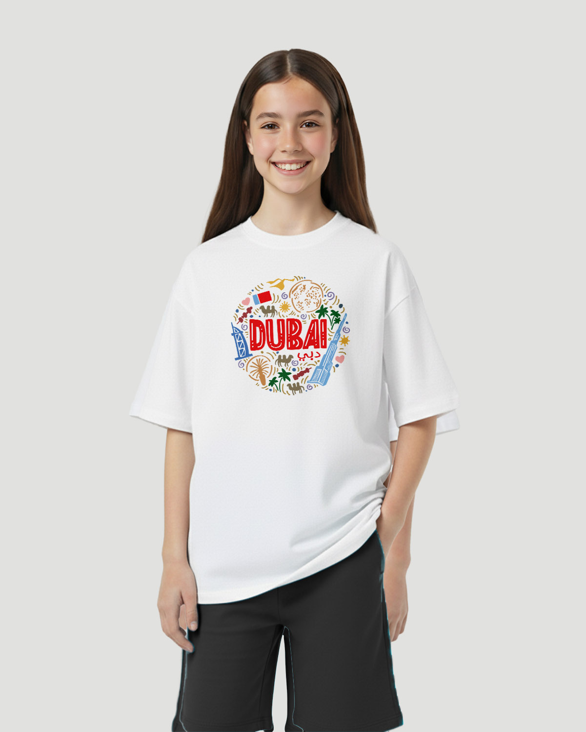 Girls Graphic T-Shirt-Cityscape - White image number 1