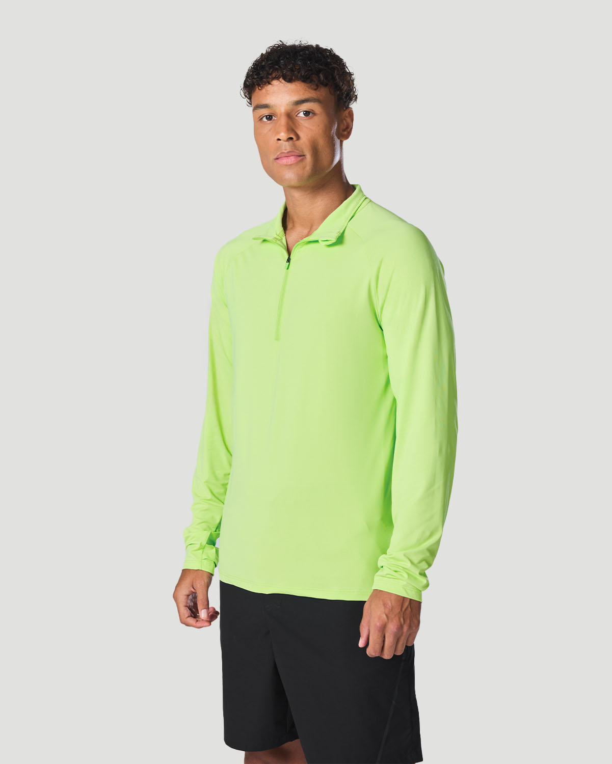 Men's Half-Zip Long Sleeve T-Shirt - Paradise Green image number 1