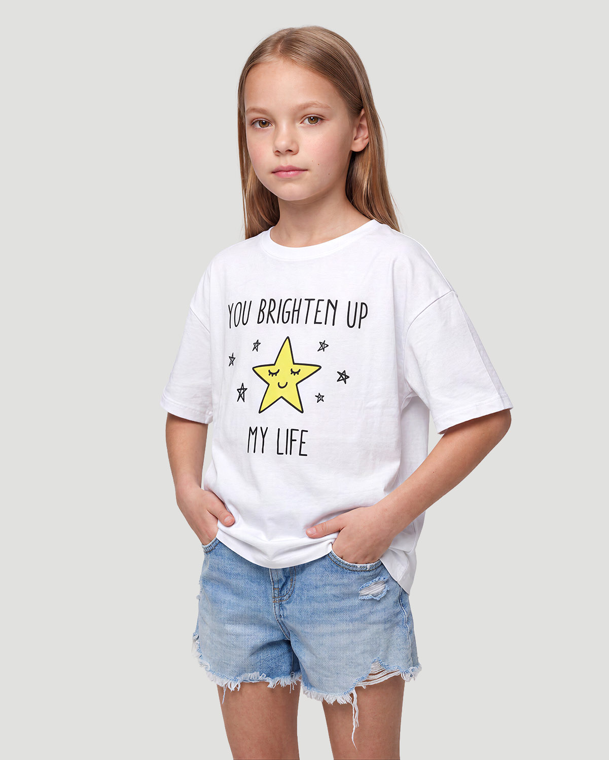 Girls Graphic T-Shirt - You Brighten up - White image number 1
