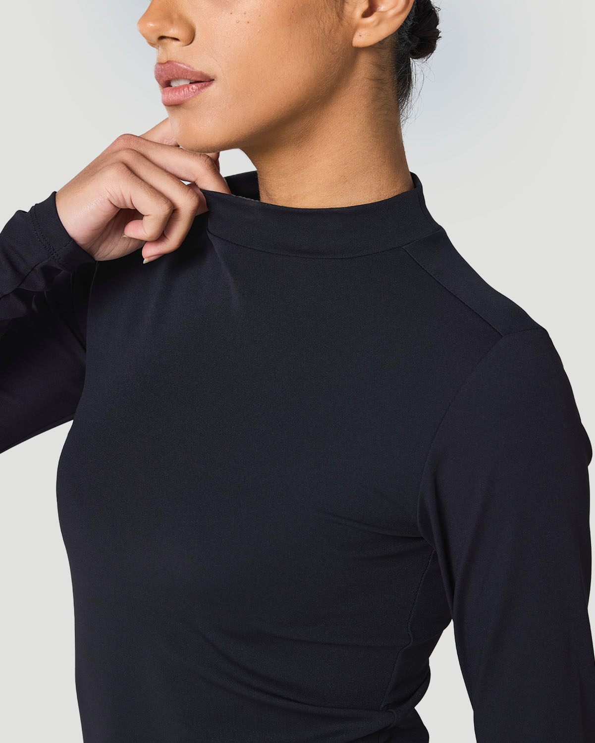 Women's High Neck T-Shirt - Jet Black image number 2