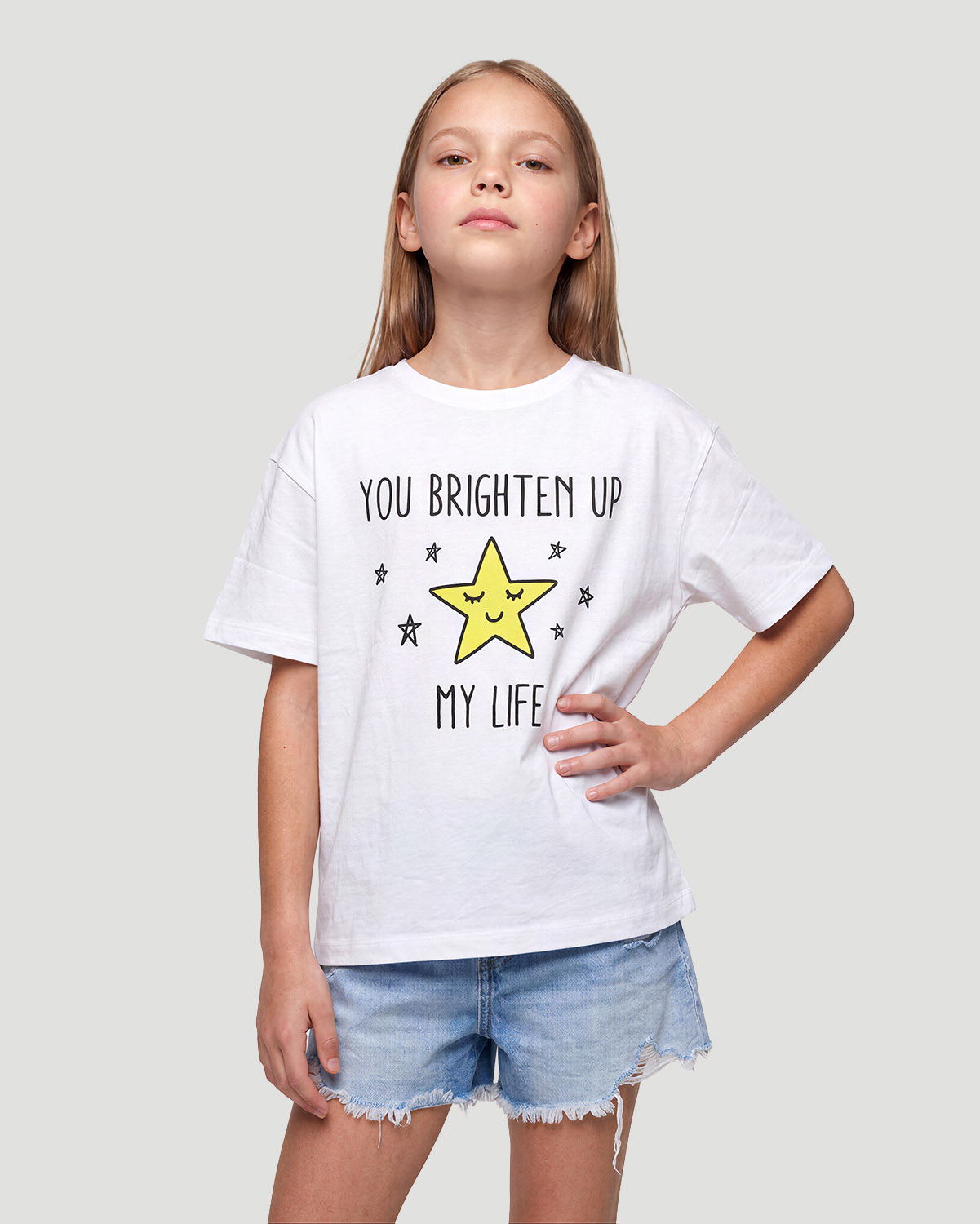 Girls Graphic T-Shirt - You Brighten up - White image number 0