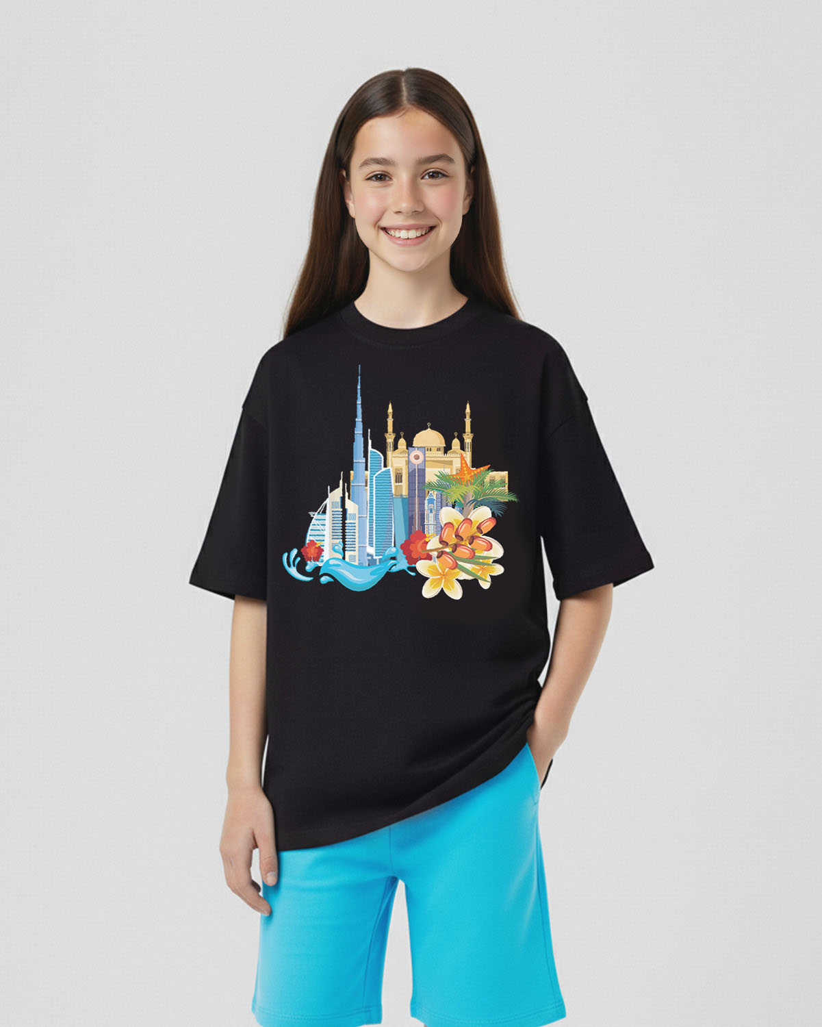 Girls Graphic T-Shirt-Skyline - Jet Black image number 1