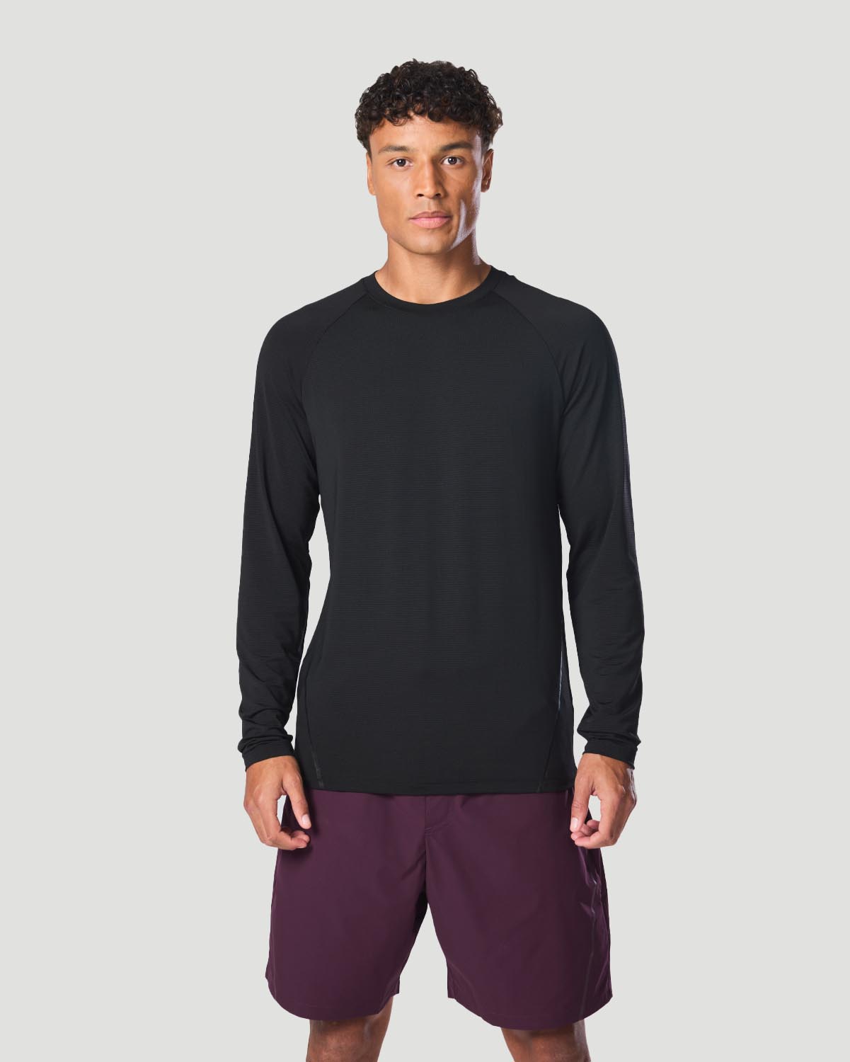 Men's Crew Neck Long Sleeve T-Shirt - Jet Black image number 1