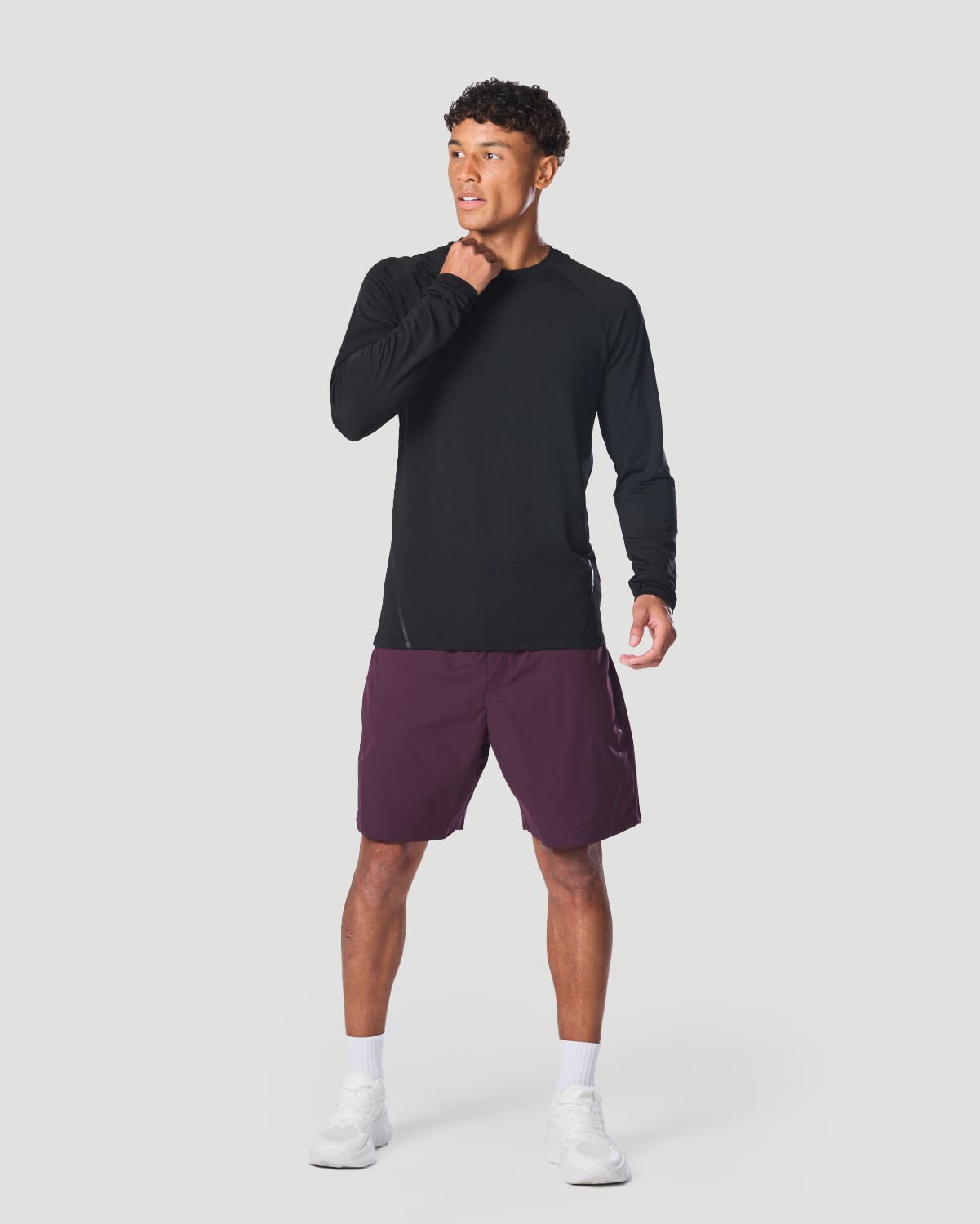 Men's Crew Neck Long Sleeve T-Shirt - Jet Black image number 4