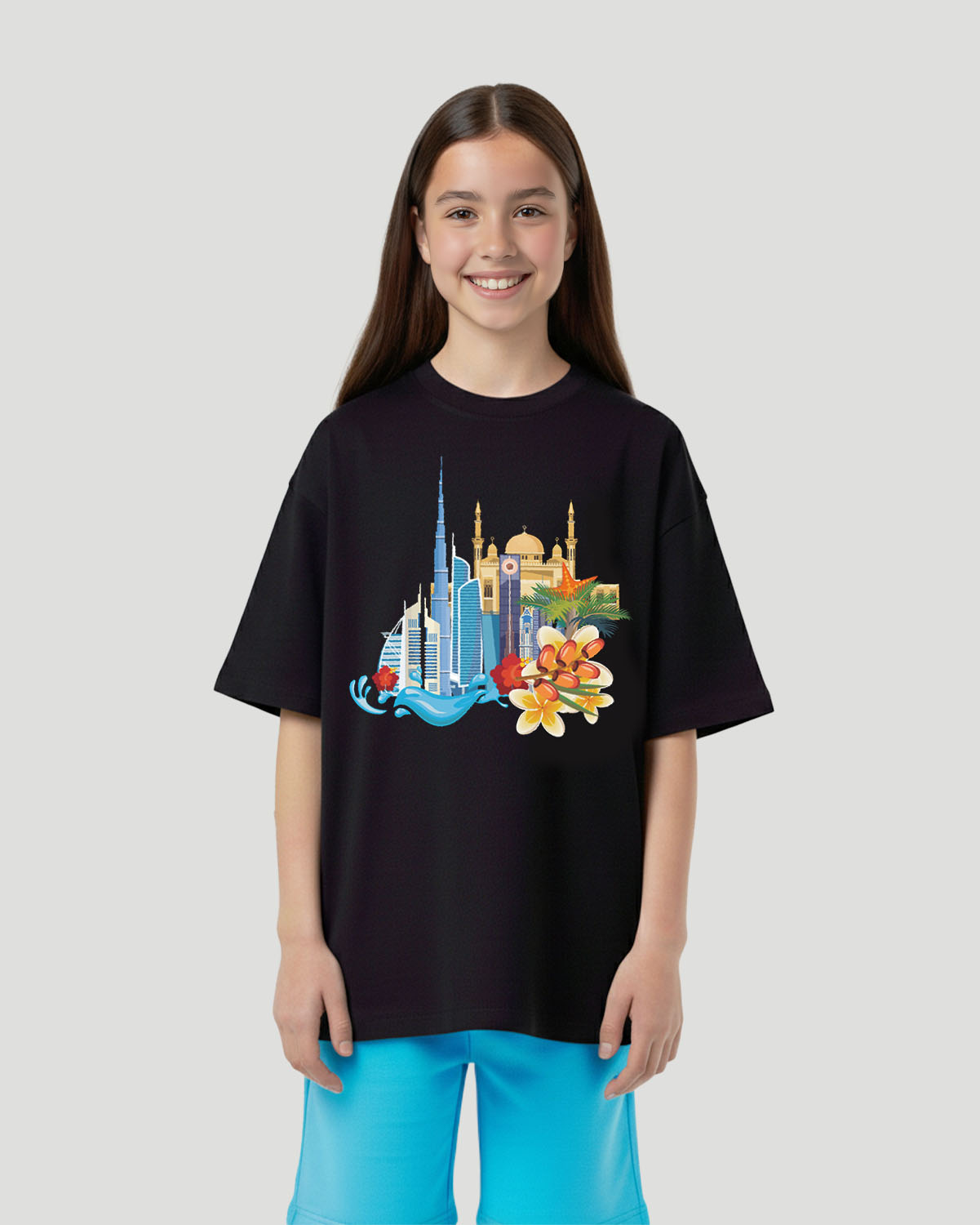 Girls Graphic T-Shirt-Skyline - Jet Black image number 0