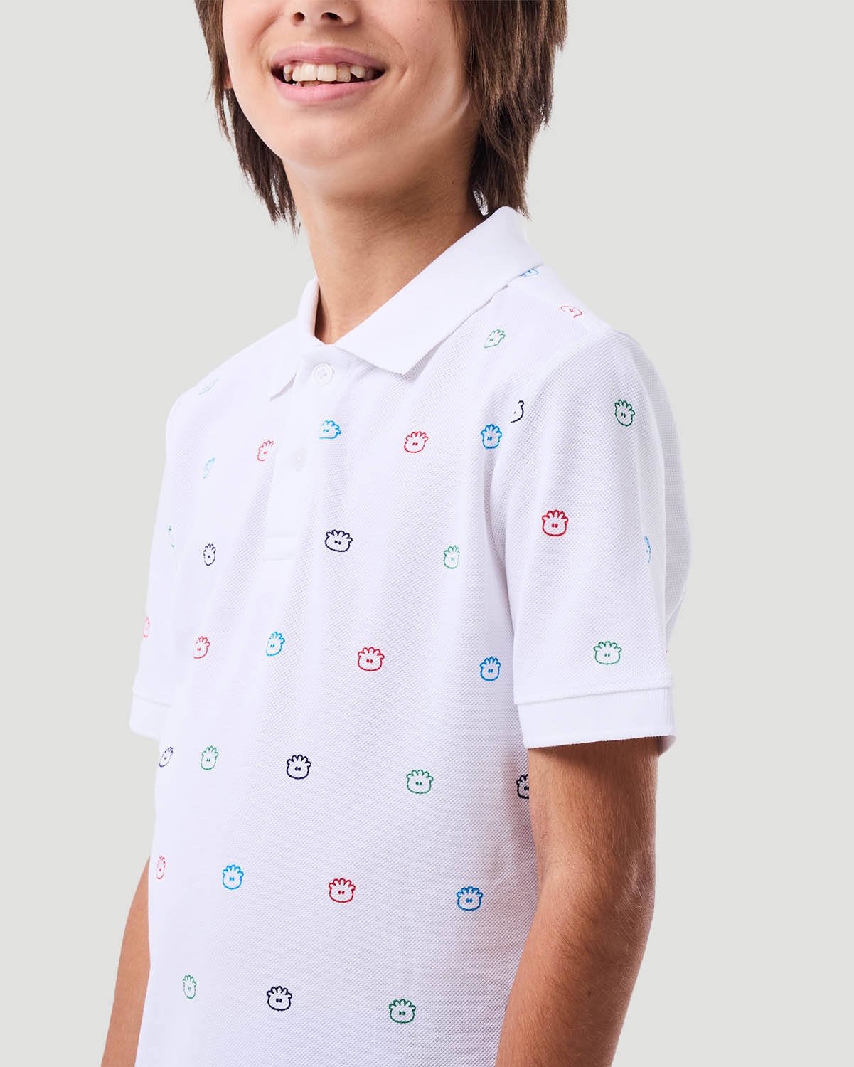 Boy's Printed Polo T- shirt - White image number 4