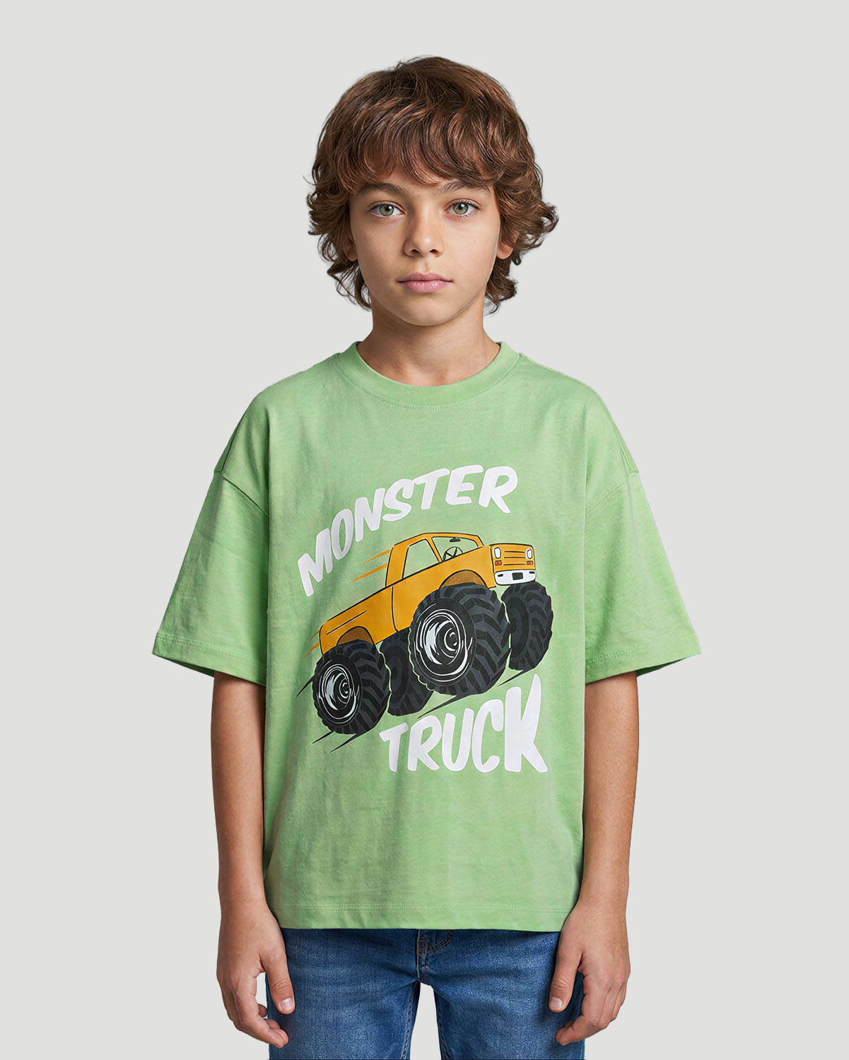 Boys Graphic T-Shirt - Monster Truck - Quiet Green image number 1