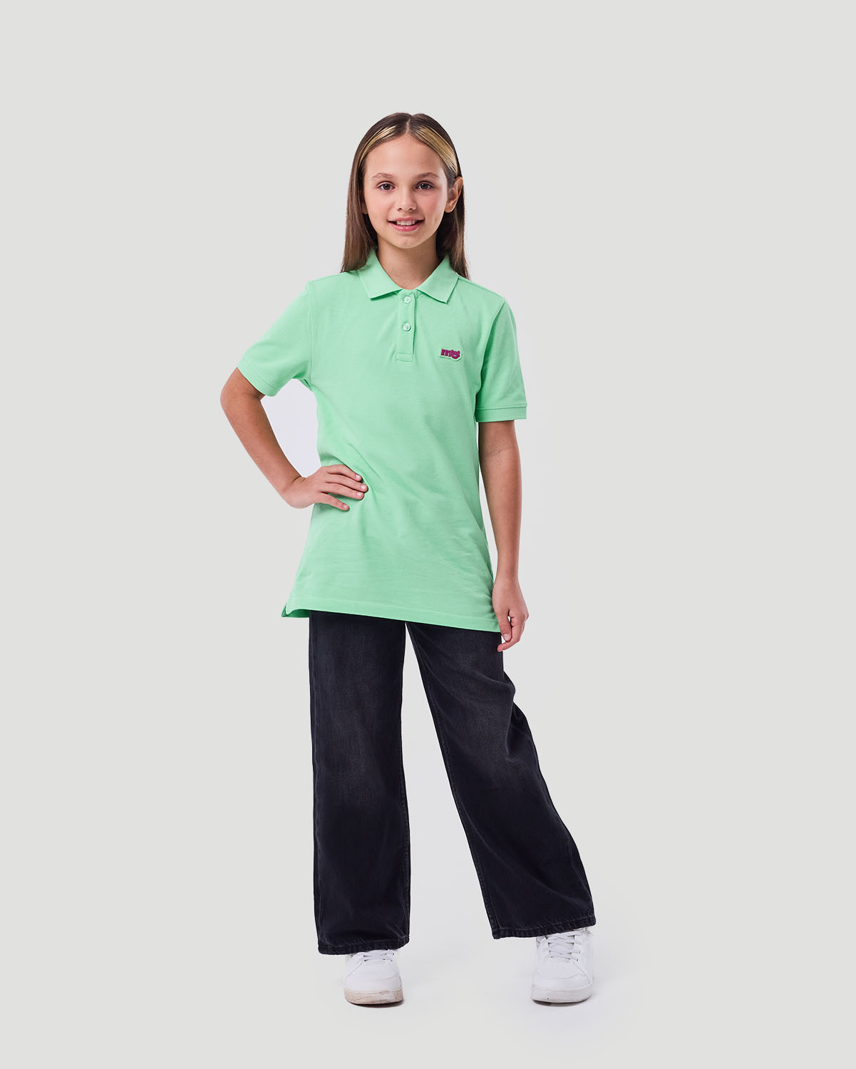 Girl's Polo T-shirt - Green Ash image number 3