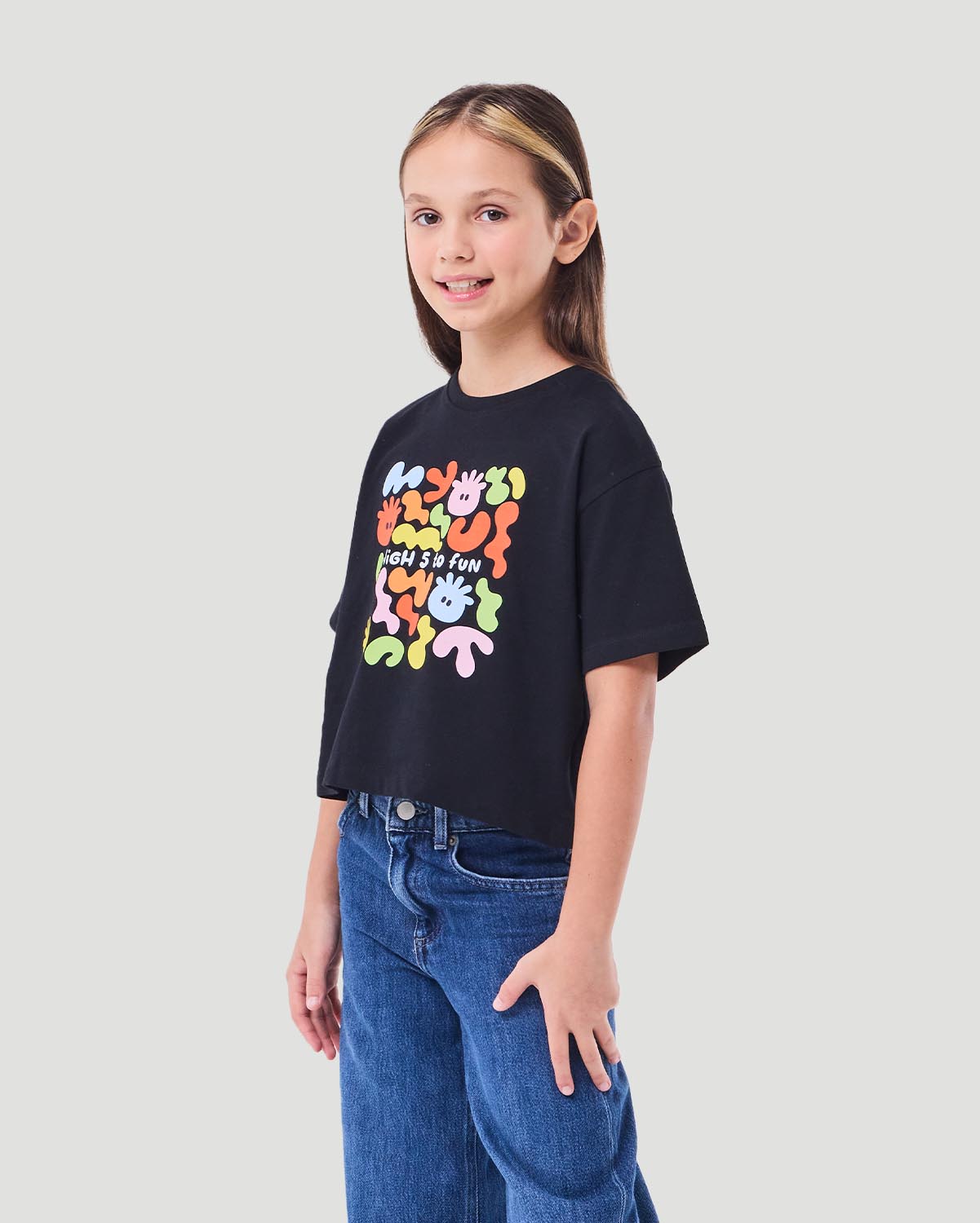 Girl's Graphic T-shirt - Jet Black image number 2