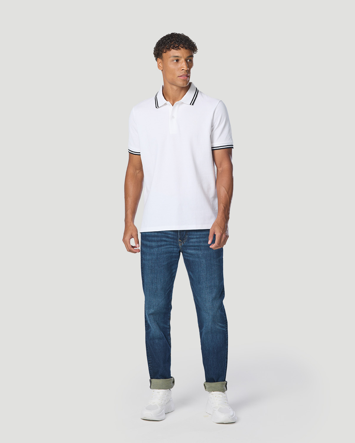 Men's Basic Tipping Polo - White image number 5