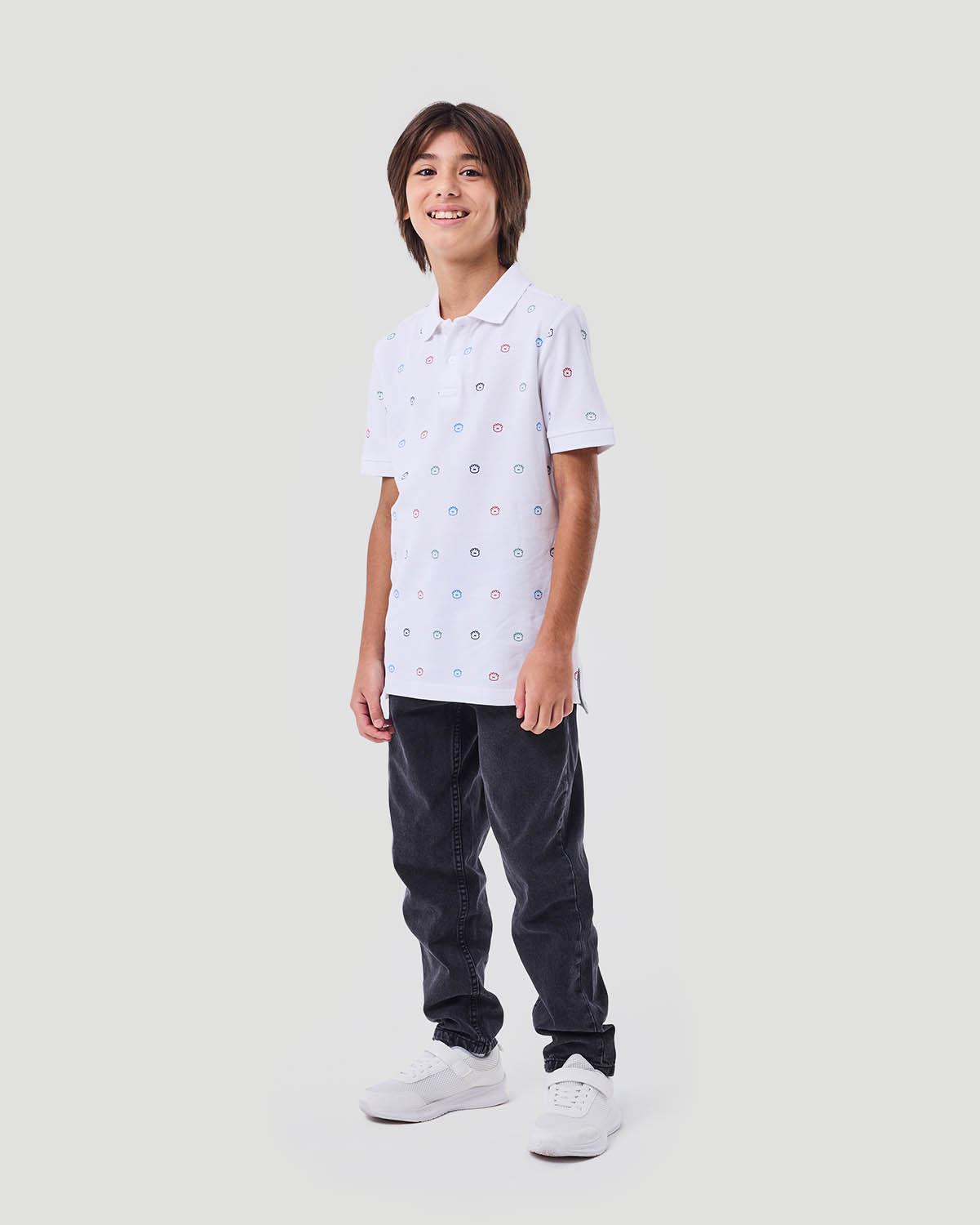 Boy's Printed Polo T- shirt - White image number 1