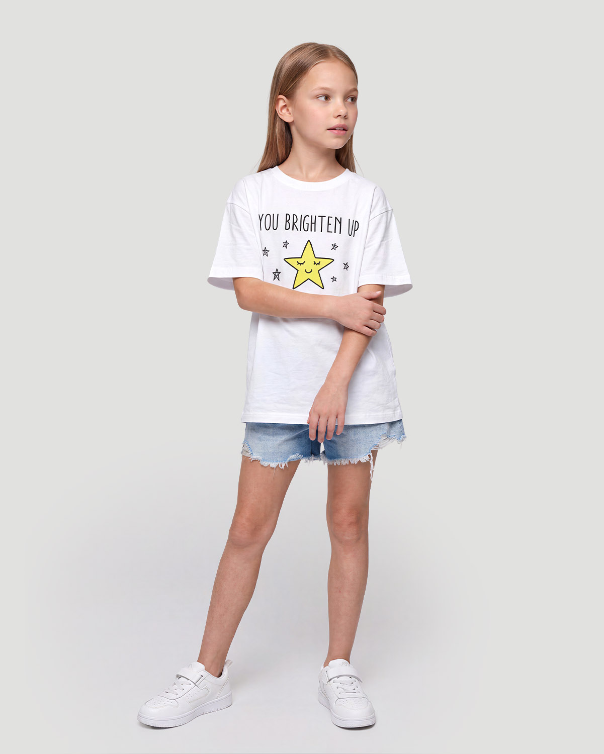 Girls Graphic T-Shirt - You Brighten up - White image number 3