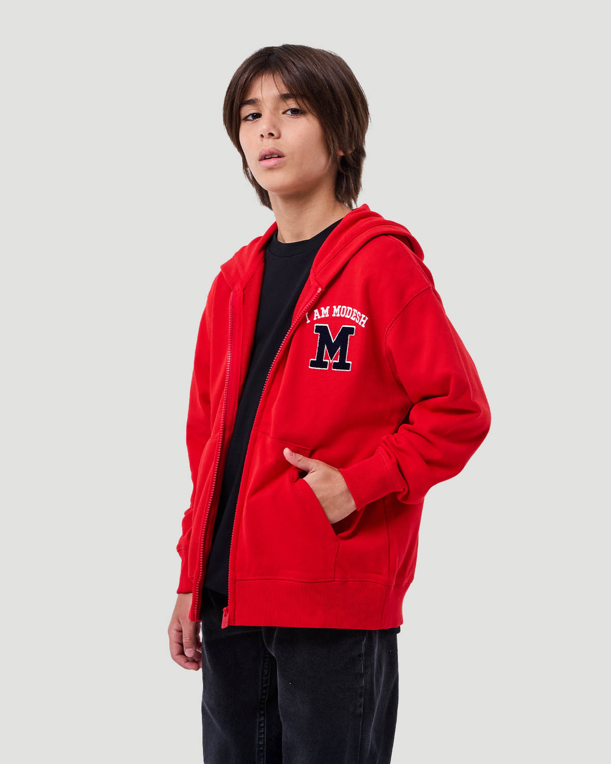 Boy's Zip Hoodie - High Risk Red image number 2