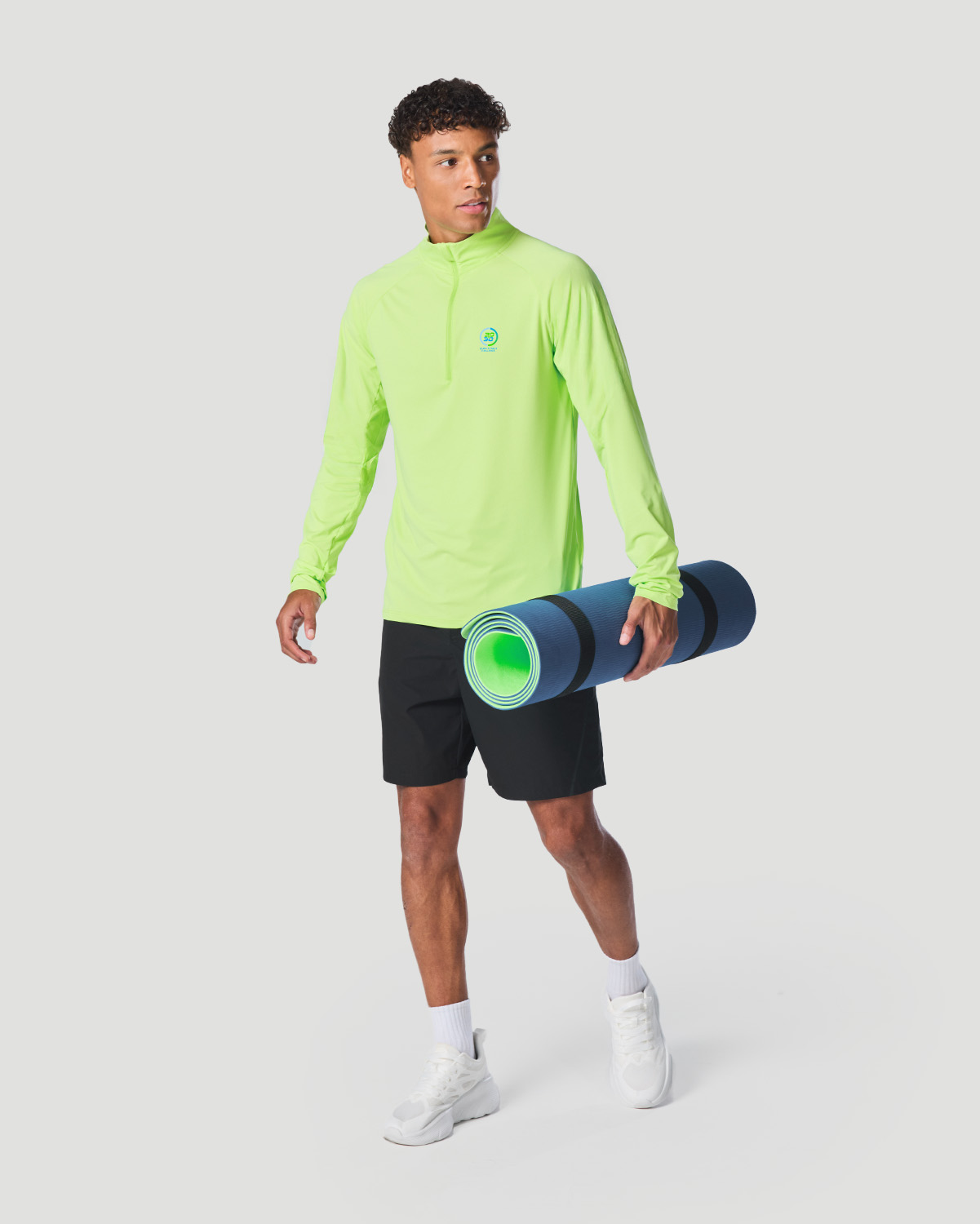 Men's Half-Zip Long Sleeve T-Shirt - Paradise Green image number 5