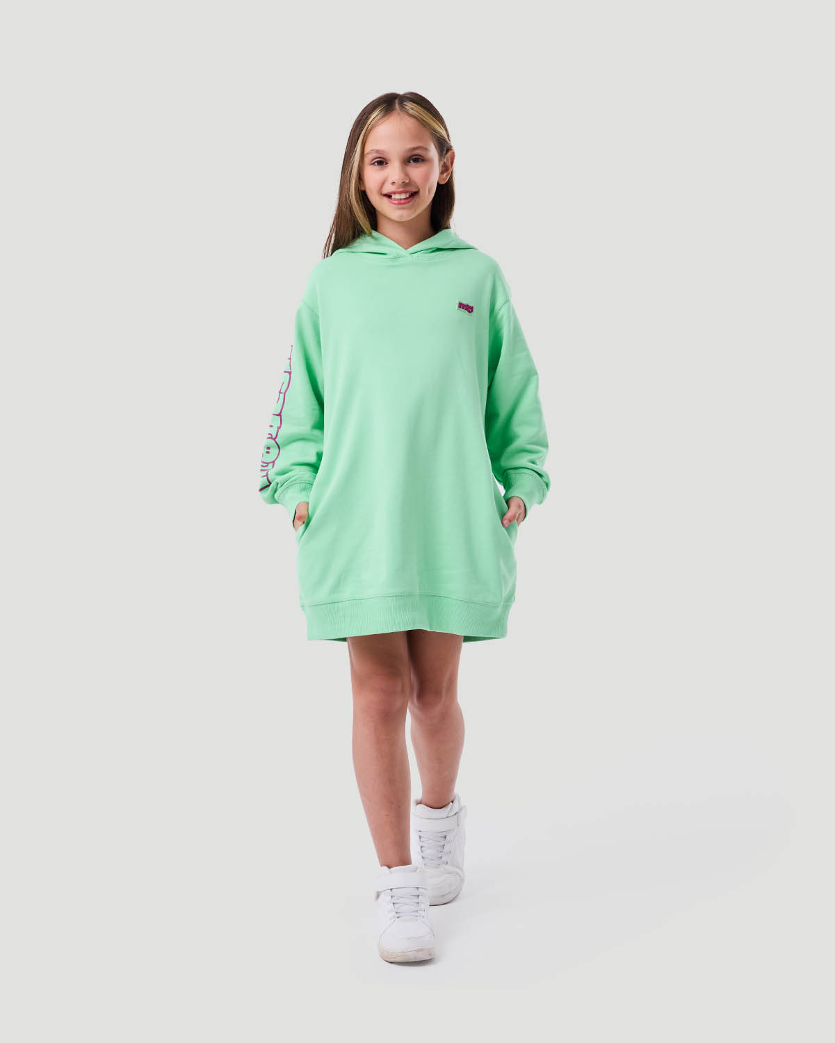 Girl's Hoodie Dress - Green Ash image number 0