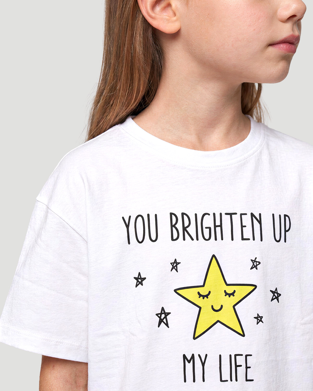 Girls Graphic T-Shirt - You Brighten up - White image number 4