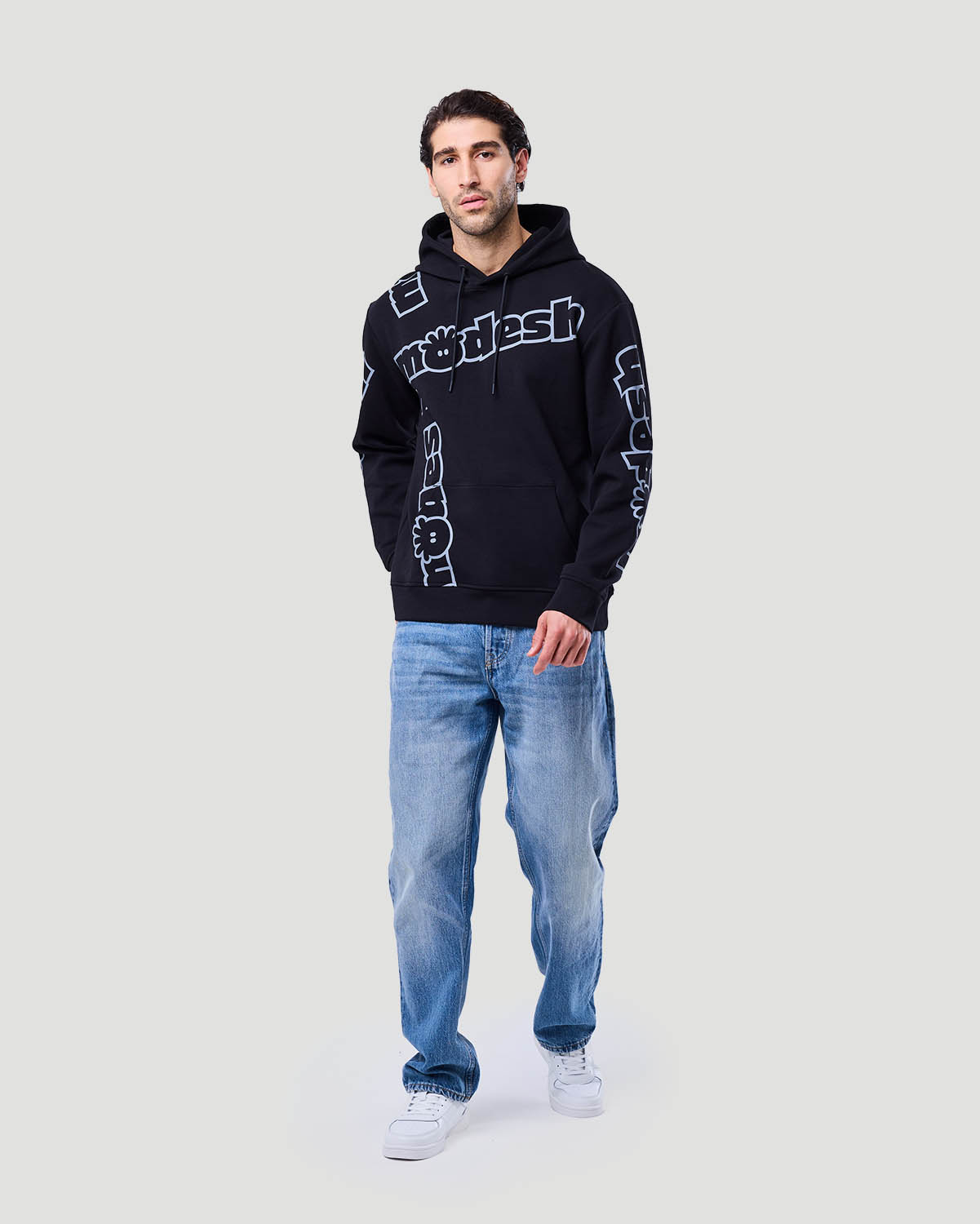 Men's Printed Hoodie - Jet Black image number 1