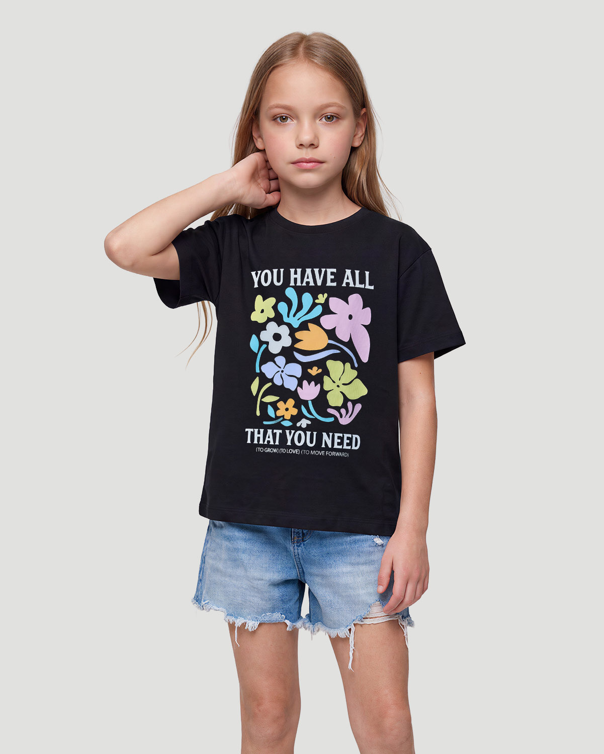 Girls Graphic T-Shirt - You have all - Jet Black image number 0