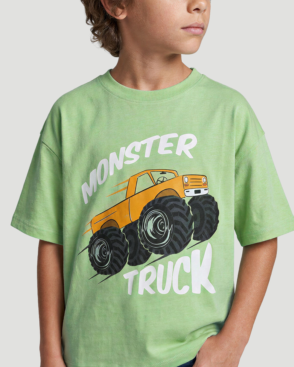 Boys Graphic T-Shirt - Monster Truck - Quiet Green image number 4