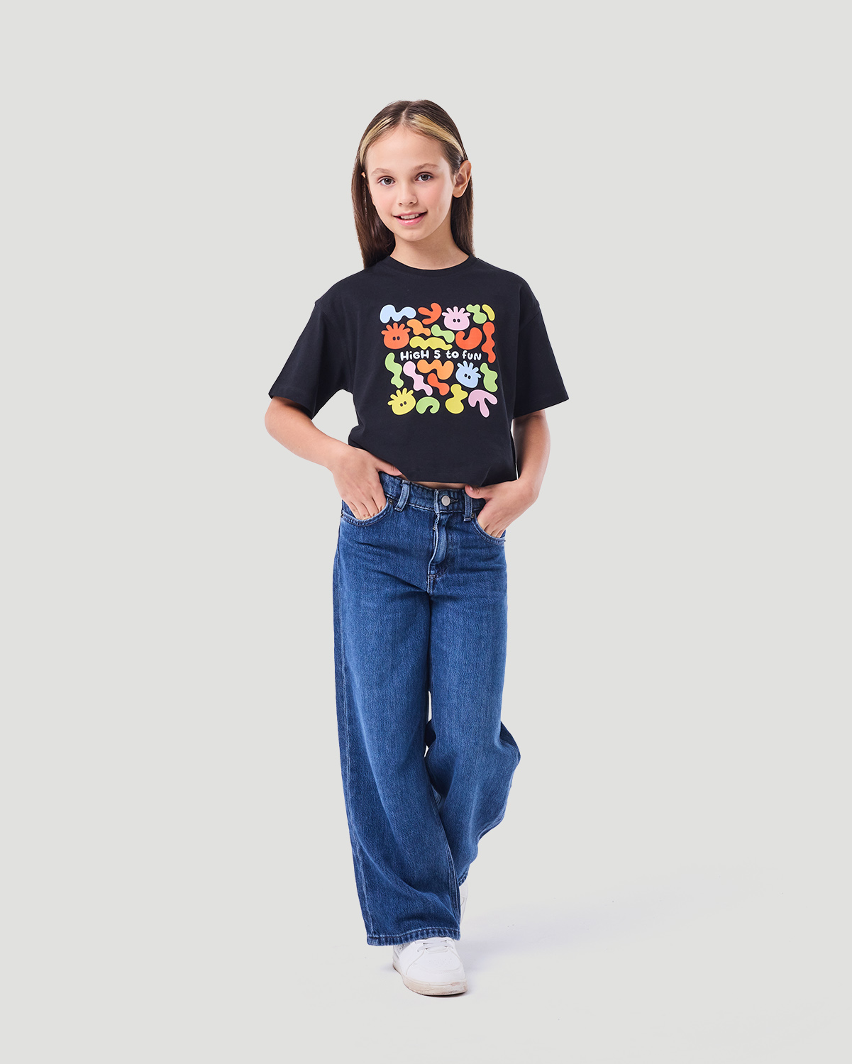 Girl's Graphic T-shirt - Jet Black image number 1