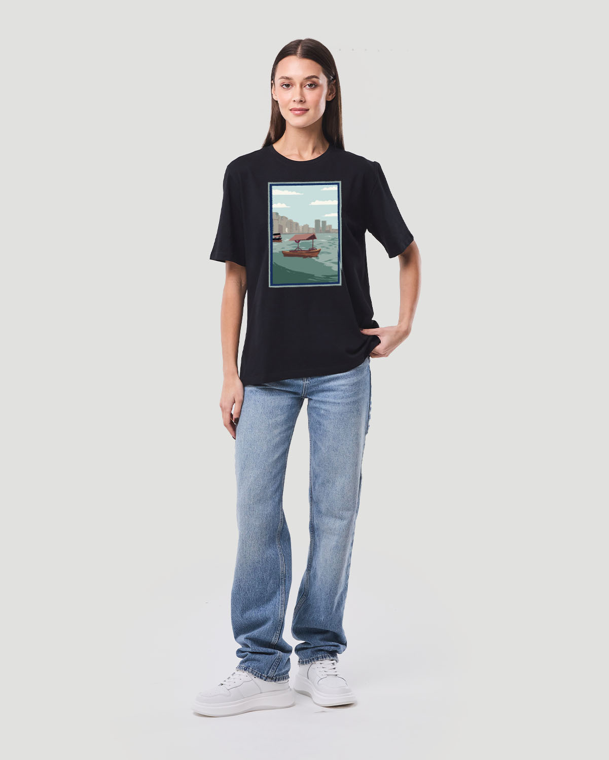 Women's Graphic T-Shirt-Dhow Boat - Jet Black image number 5