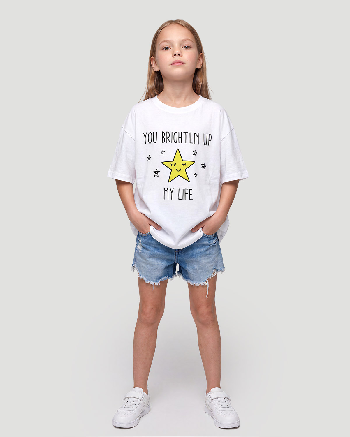 Girls Graphic T-Shirt - You Brighten up - White image number 2