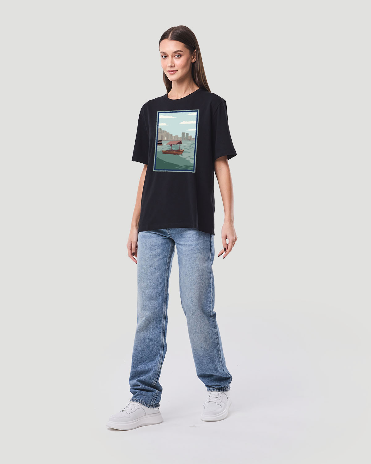 Women's Graphic T-Shirt-Dhow Boat - Jet Black image number 4