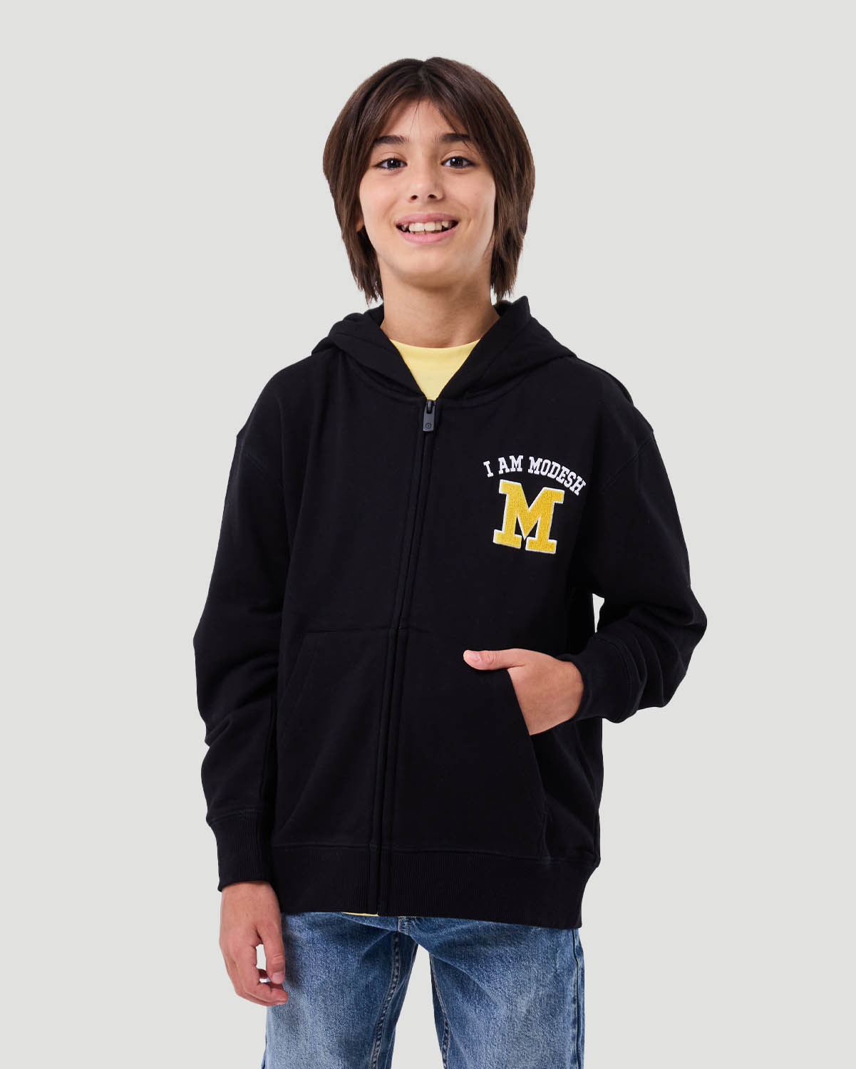 Boy's Zip Hoodie - Jet Black image number 3