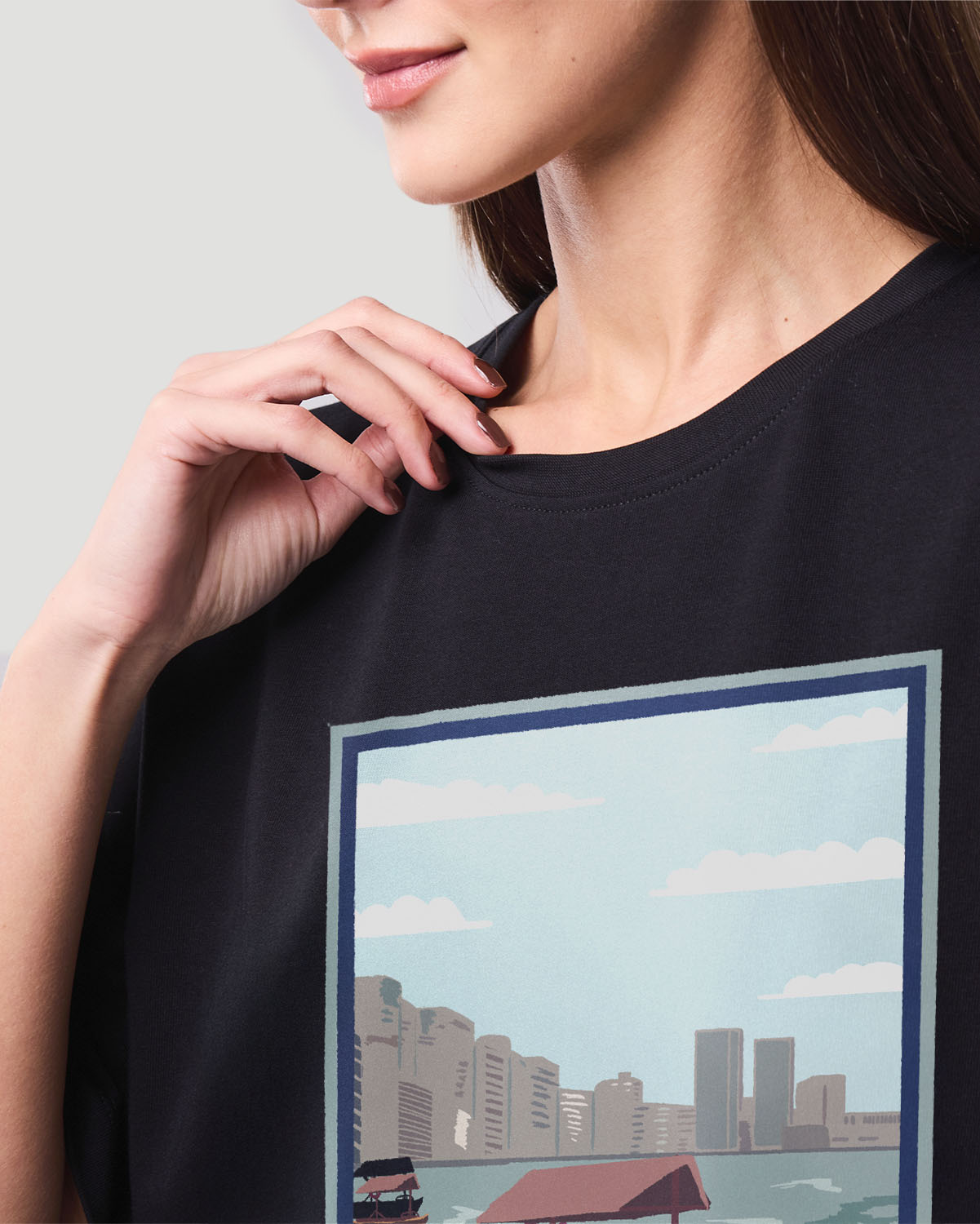 Women's Graphic T-Shirt-Dhow Boat - Jet Black image number 3