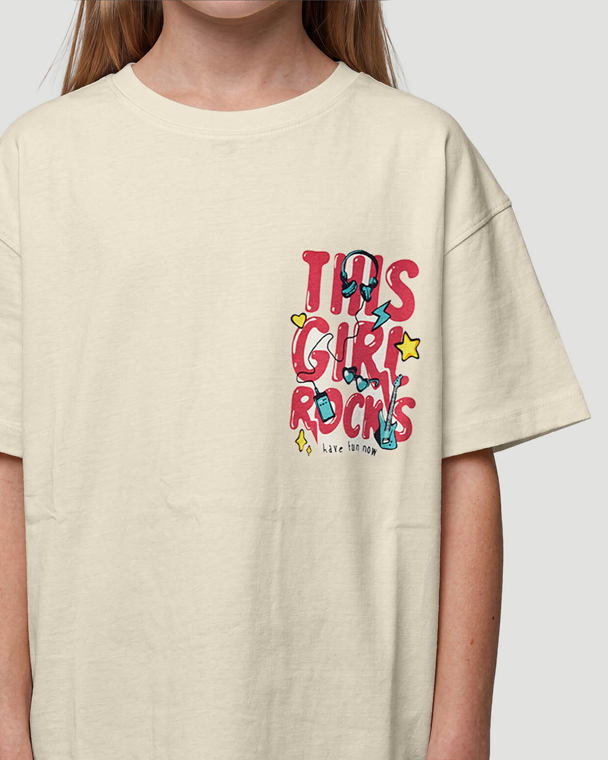 Girls Graphic T-Shirt - This Girl Rocks - Antique White image number 5