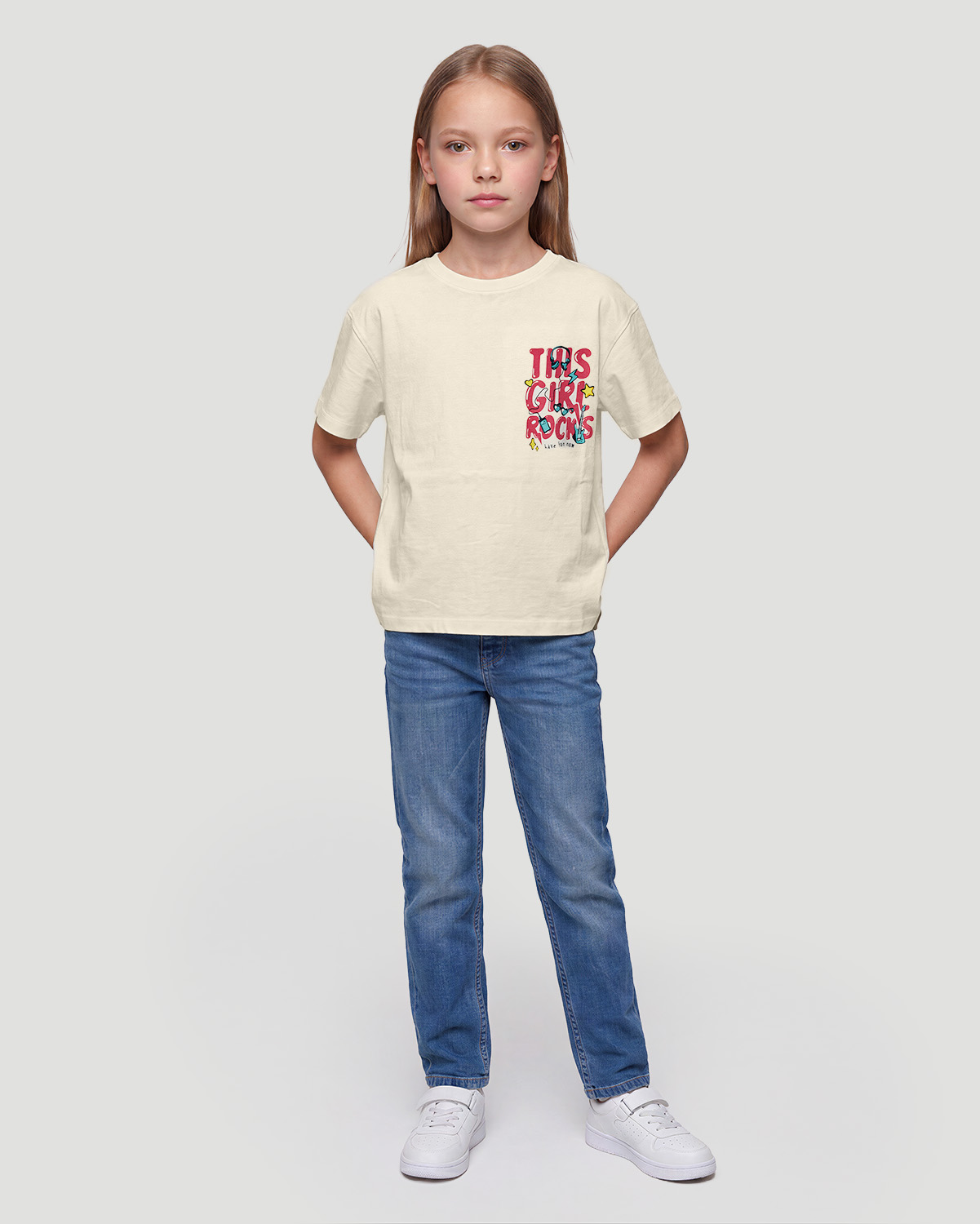 Girls Graphic T-Shirt - This Girl Rocks - Antique White image number 2