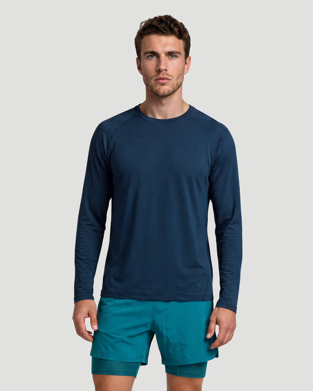Men's Crew Neck Long Sleeve T-Shirt - Navy image number 0
