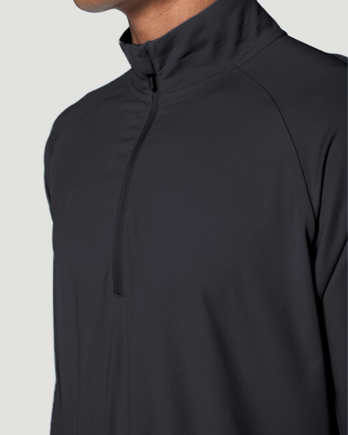 Men's Half-Zip Long Sleeve T-Shirt - Jet Black image number 2