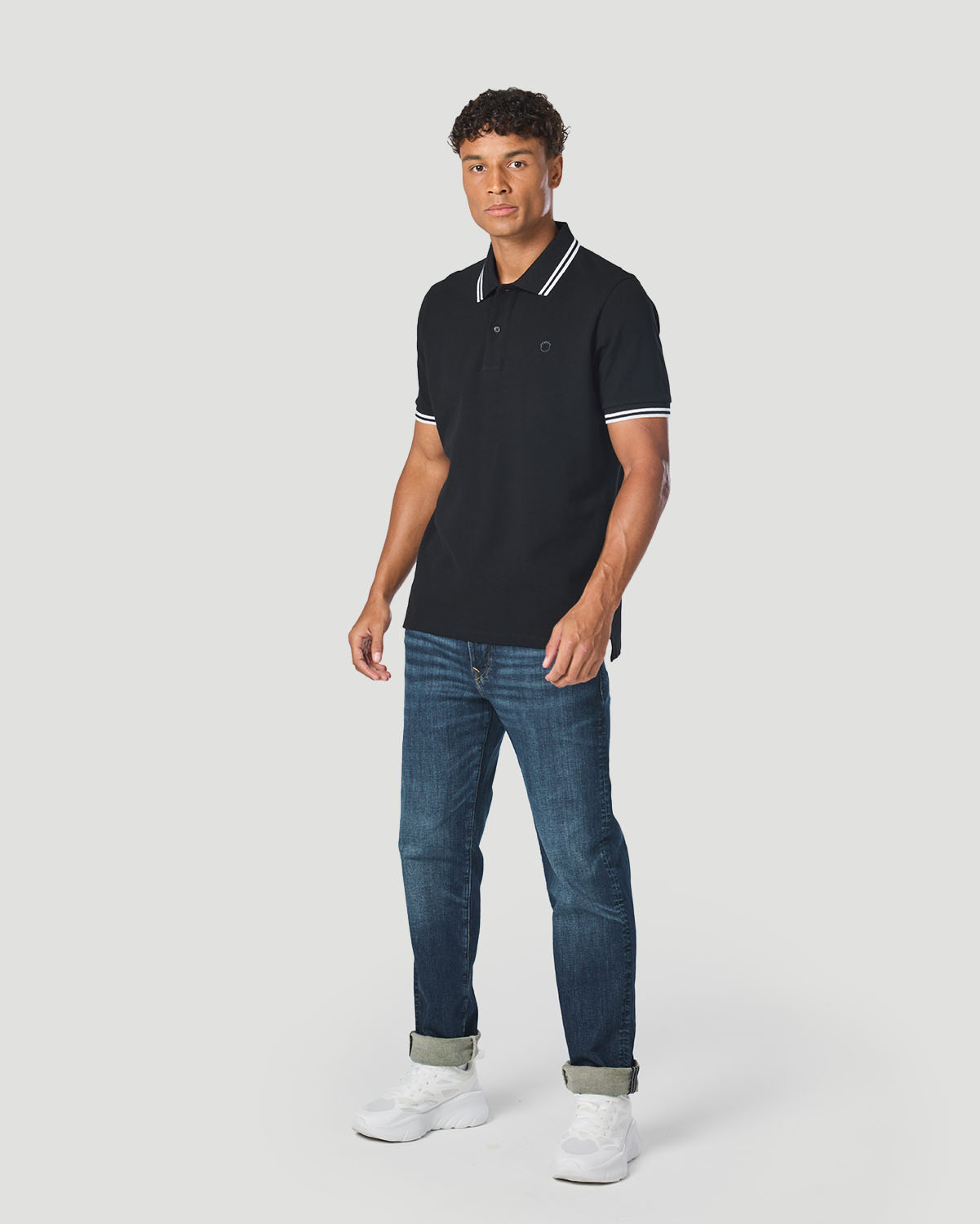 Men's Basic Tipping Polo - Jet Black image number 5