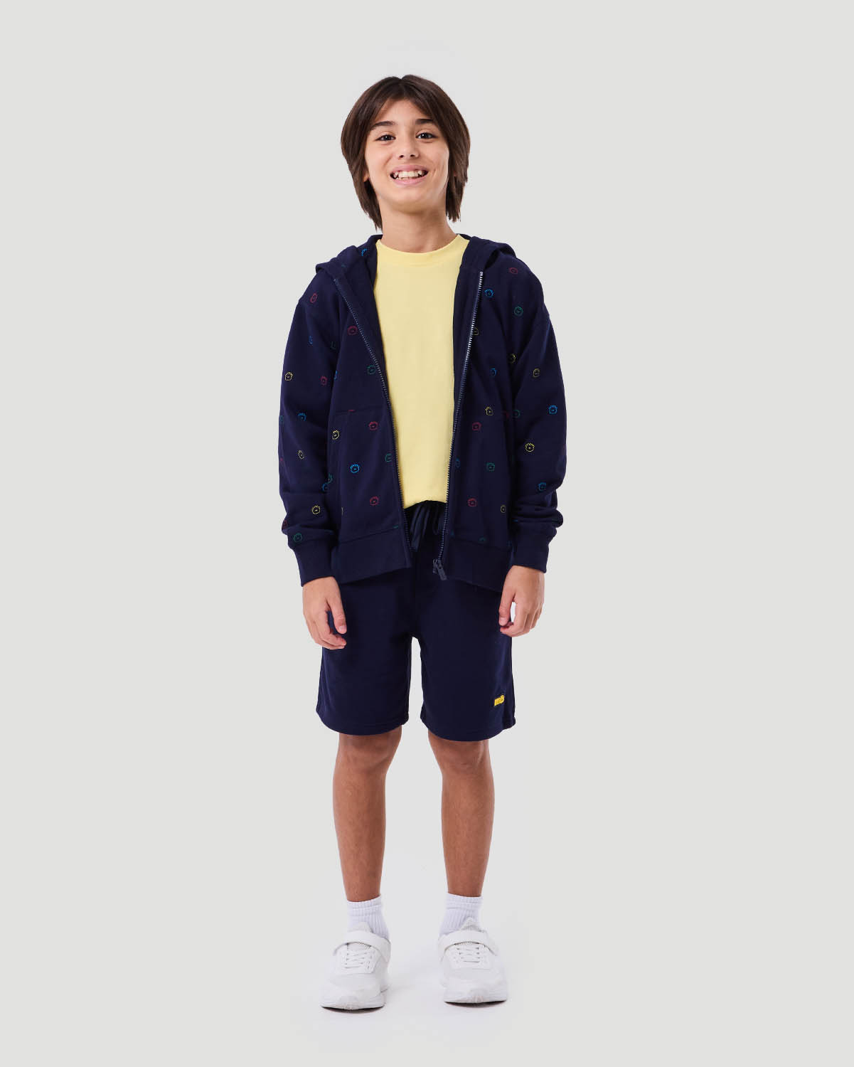 Boy's Printed Zip Hoodie - Navy image number 0