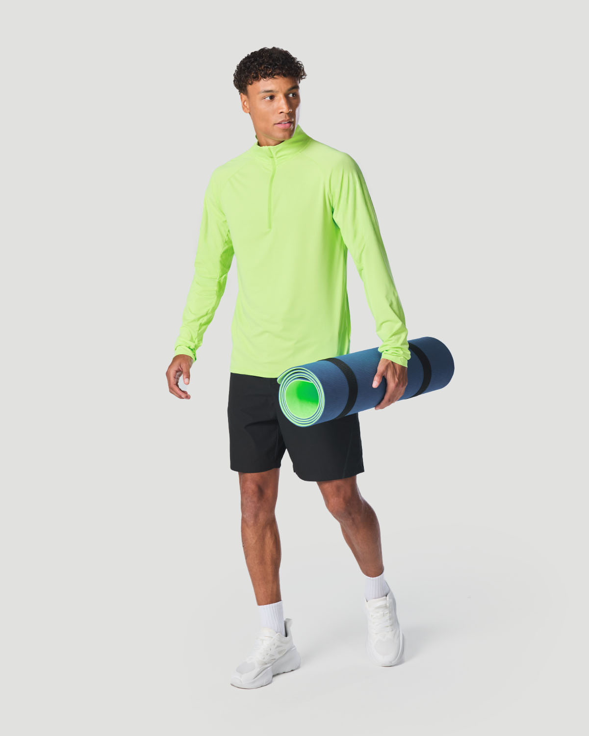 Men's Half-Zip Long Sleeve T-Shirt - Paradise Green image number 5