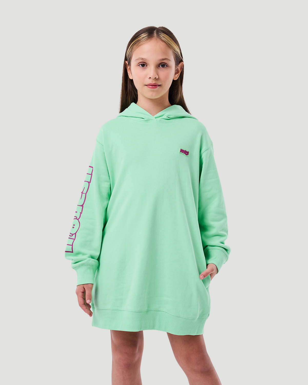 Girl's Hoodie Dress - Green Ash image number 2