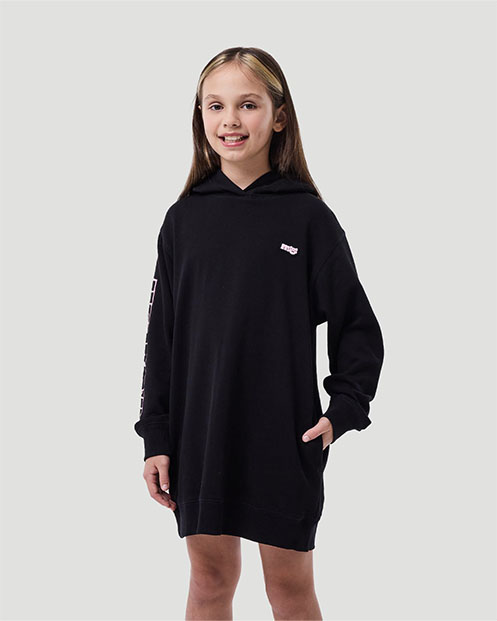 Girl's Hoodie Dress - Jet Black