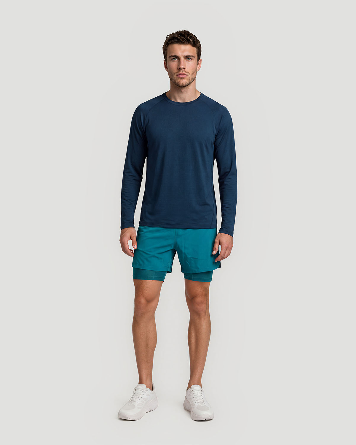 Men's Crew Neck Long Sleeve T-Shirt - Navy image number 3