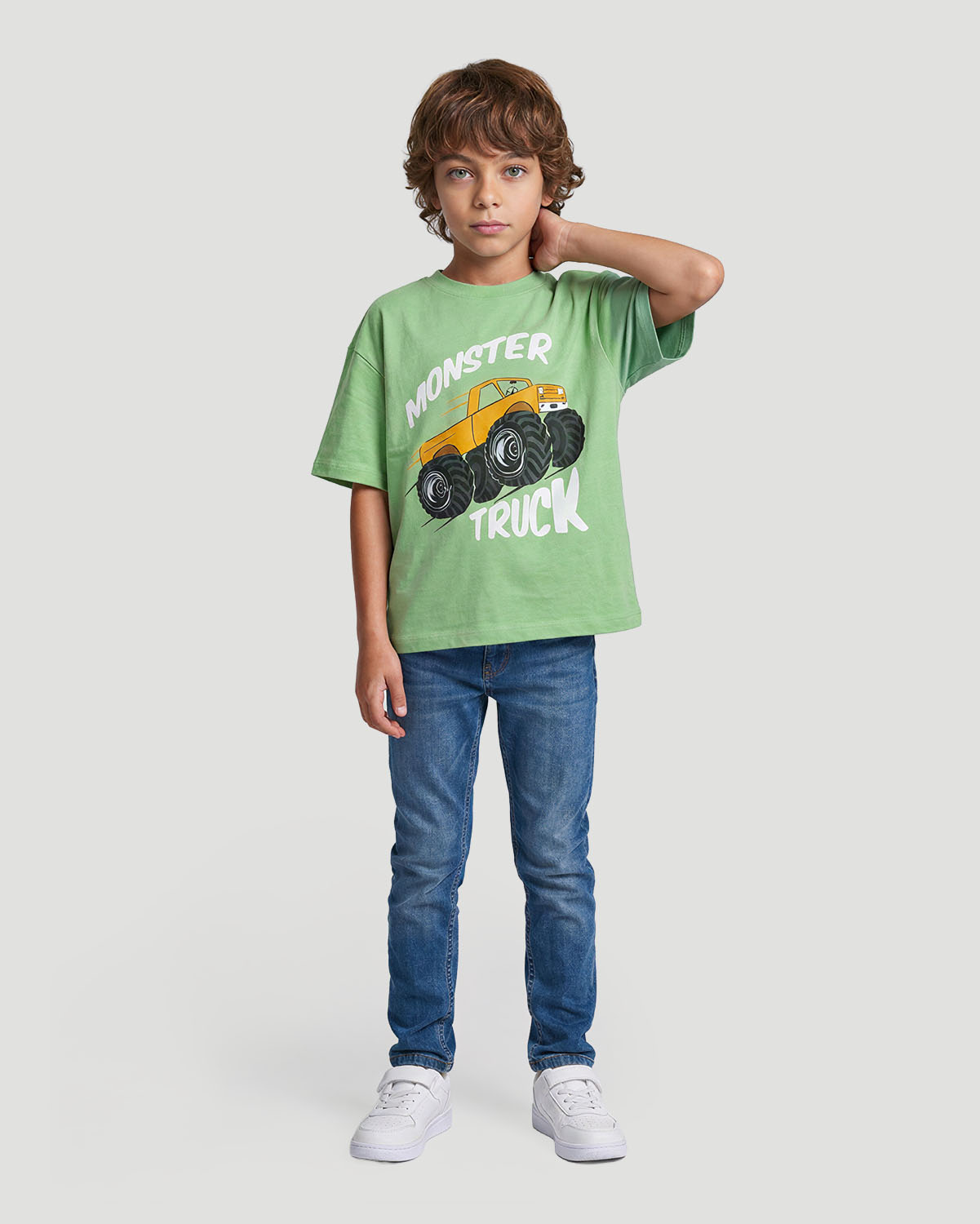 Boys Graphic T-Shirt - Monster Truck - Quiet Green image number 3