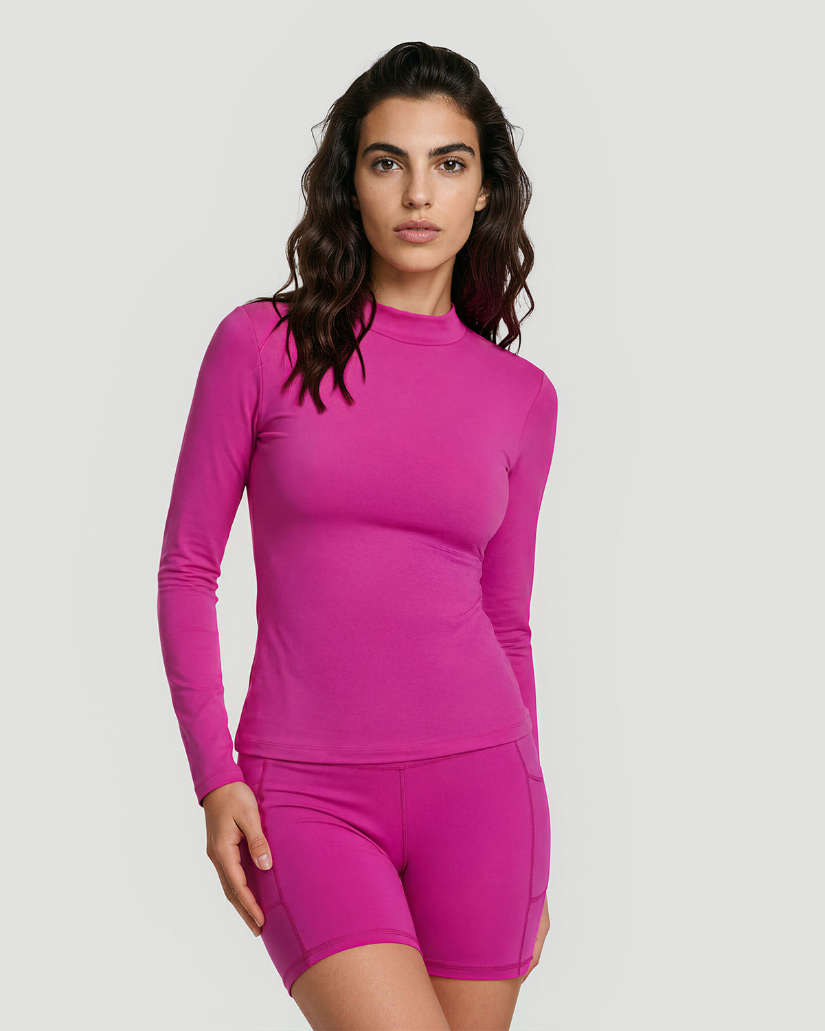 Women's High Neck T-Shirt - Rose Violet image number 0